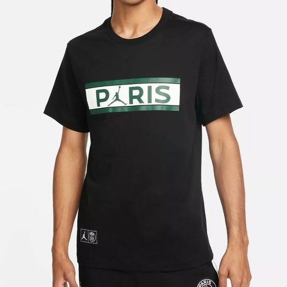 Nike Air Jordan Paris Saint-Germain T-Shirt DB6510-010 Black Men's Size SMALL - Picture 2 of 6
